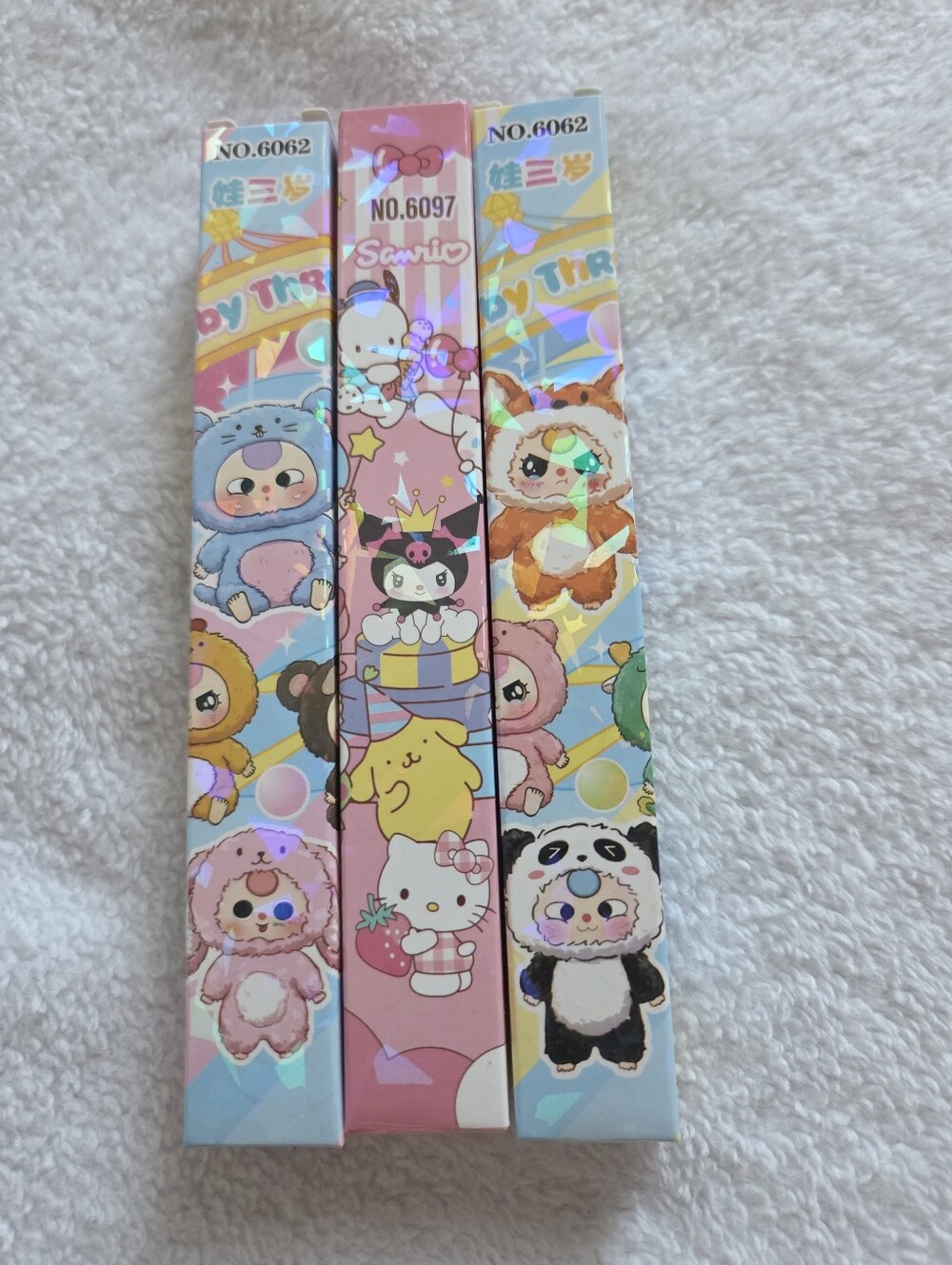 Sanrio & Baby Three Character Gift Set - Pink, Blue, Yellow, White